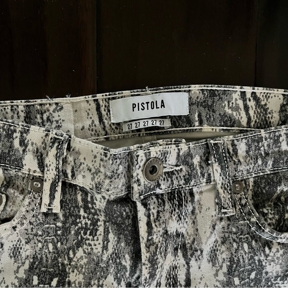 Pistola Black And White Snake Print Frayed Denim Size 27 - Picture 6 of 7